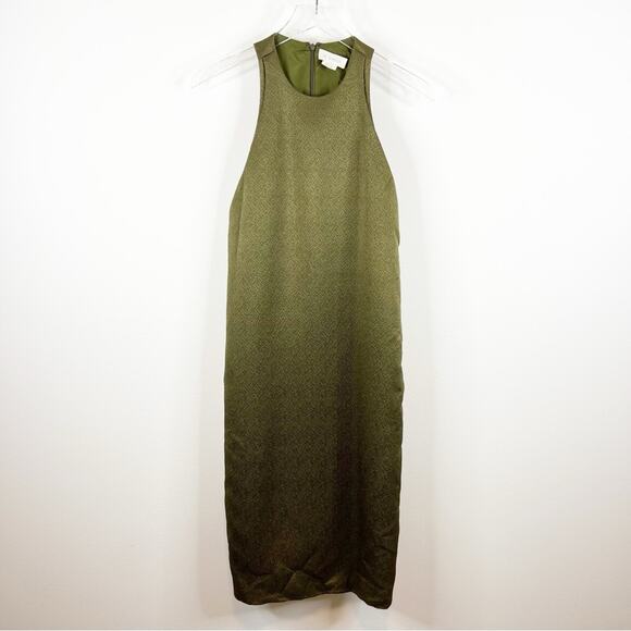 M. Martin Wool Blend Textured Midi Dress XS Green - Picture 1 of 6